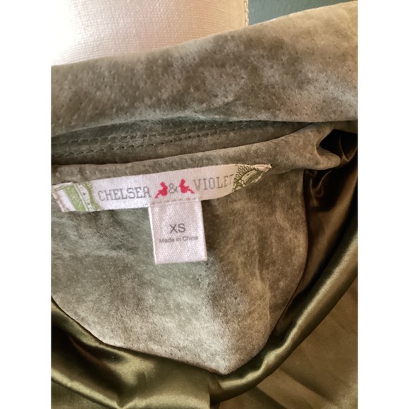 CHELSEA & VIOLET Olive Green Suede Moto Jacket XS - Picture 5 of 7
